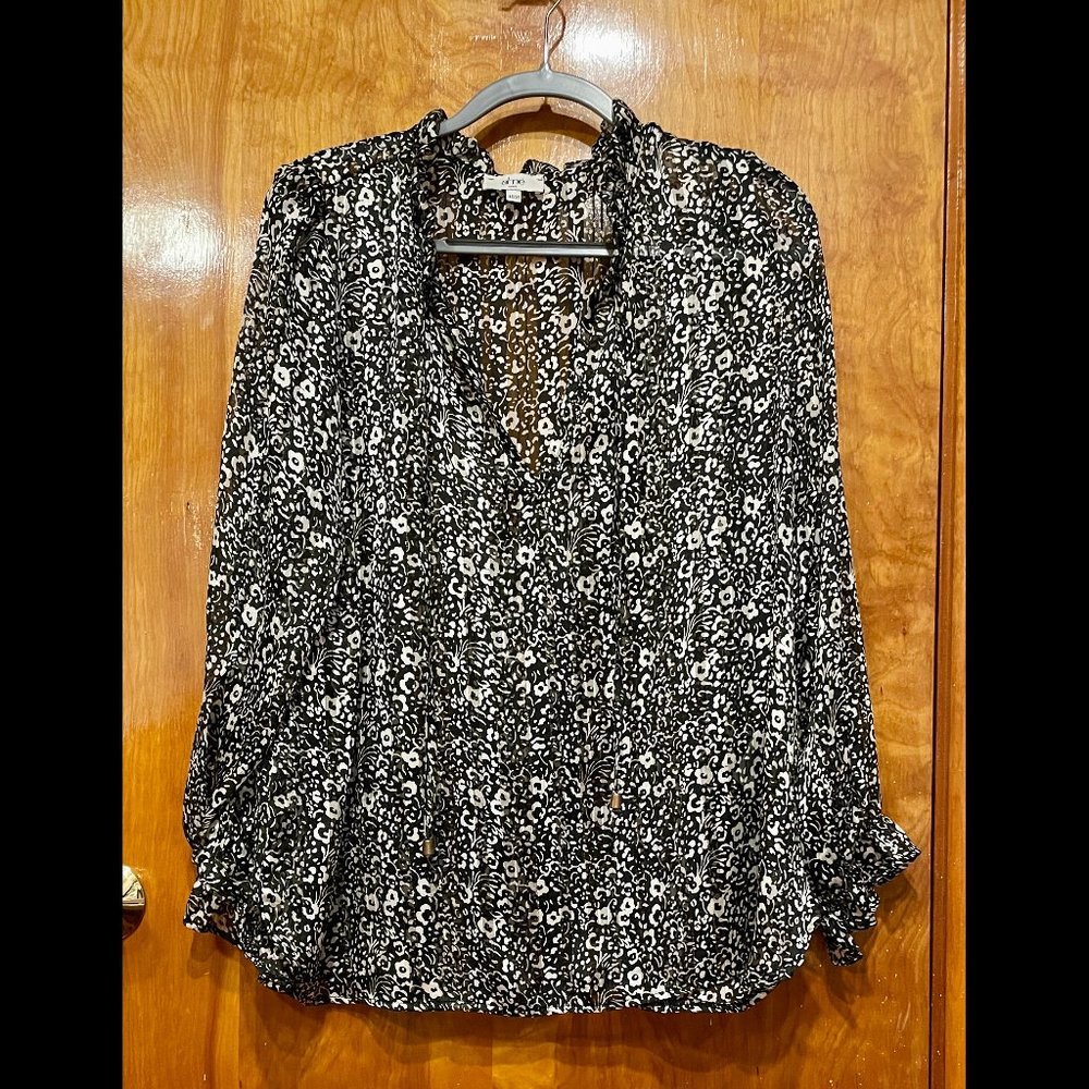 Almé Paris Calista Blouse, Black and White, Size 18